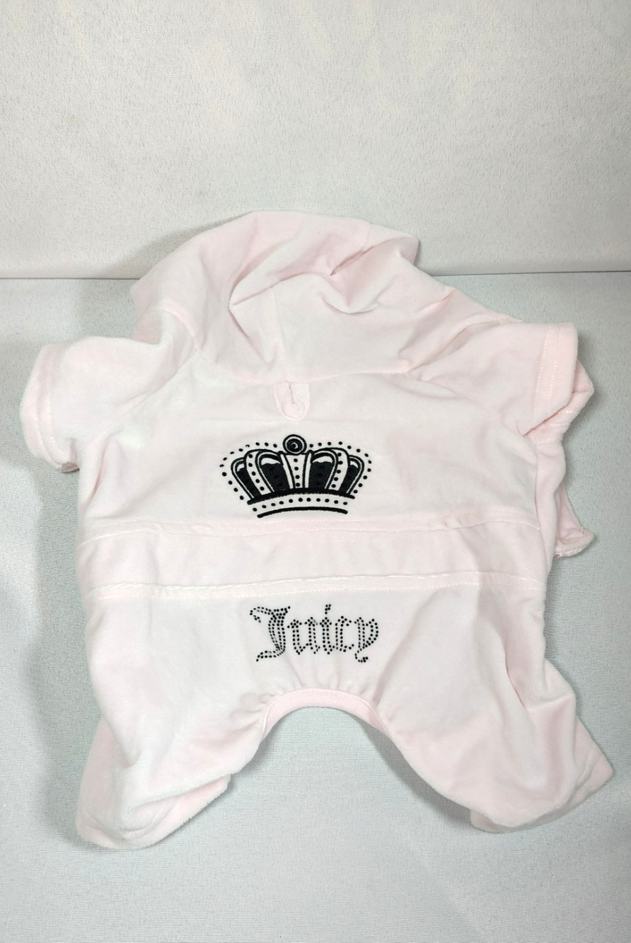 Juicy Couture Pet Outfit Pink Velour Rhinestones Size S